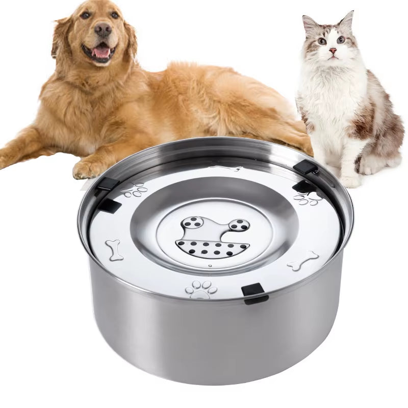 Large Capacity Stainless Steel Dog Water Dispenser with Anti-Splash Design and Non-Slip Base