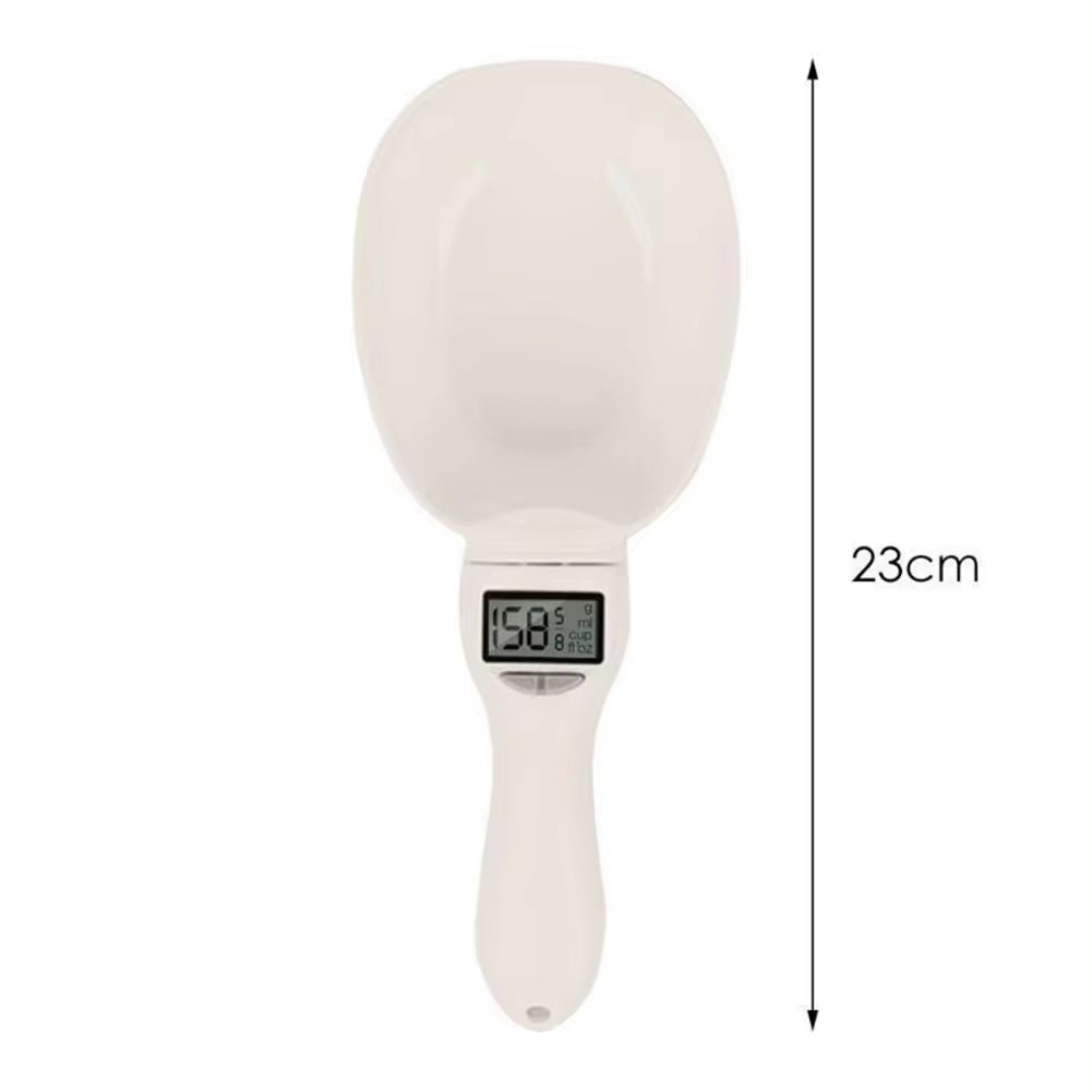 Digital Pet Food Scale with Measuring Spoon for Dogs and Cats - Electronic Measuring Tool with Weight and Volume Display