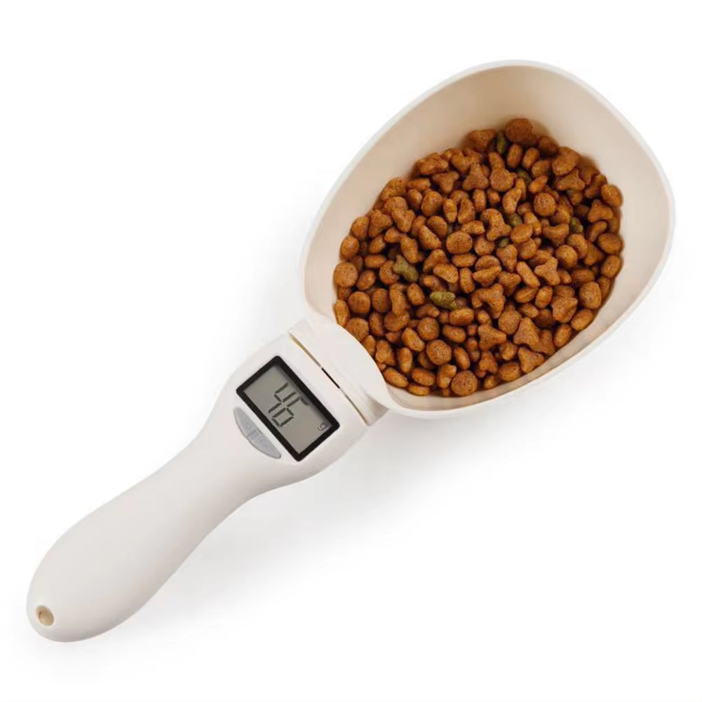 Digital Pet Food Scale with Measuring Spoon for Dogs and Cats - Electronic Measuring Tool with Weight and Volume Display