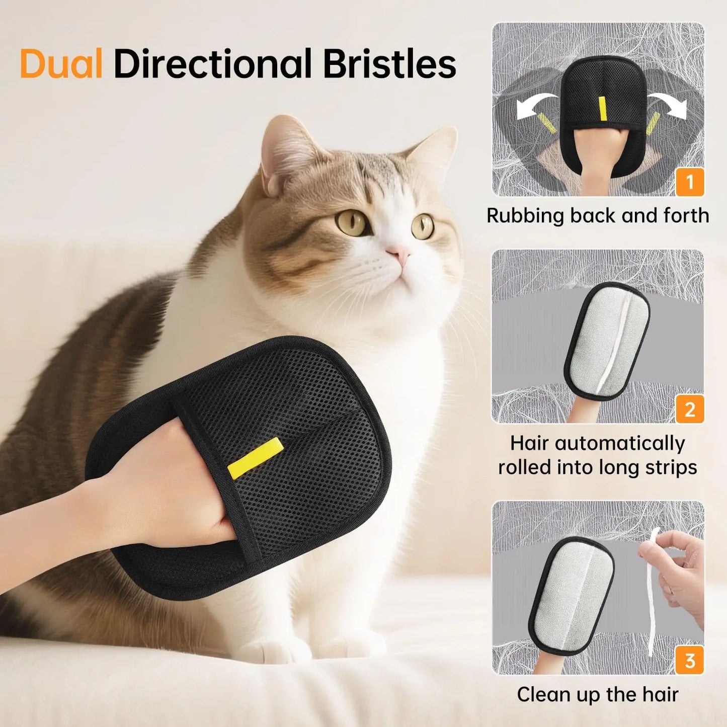 Pet Hair Removal Gloves for Dogs and Cats - Electrostatic Magic Brush for Furniture and Clothing