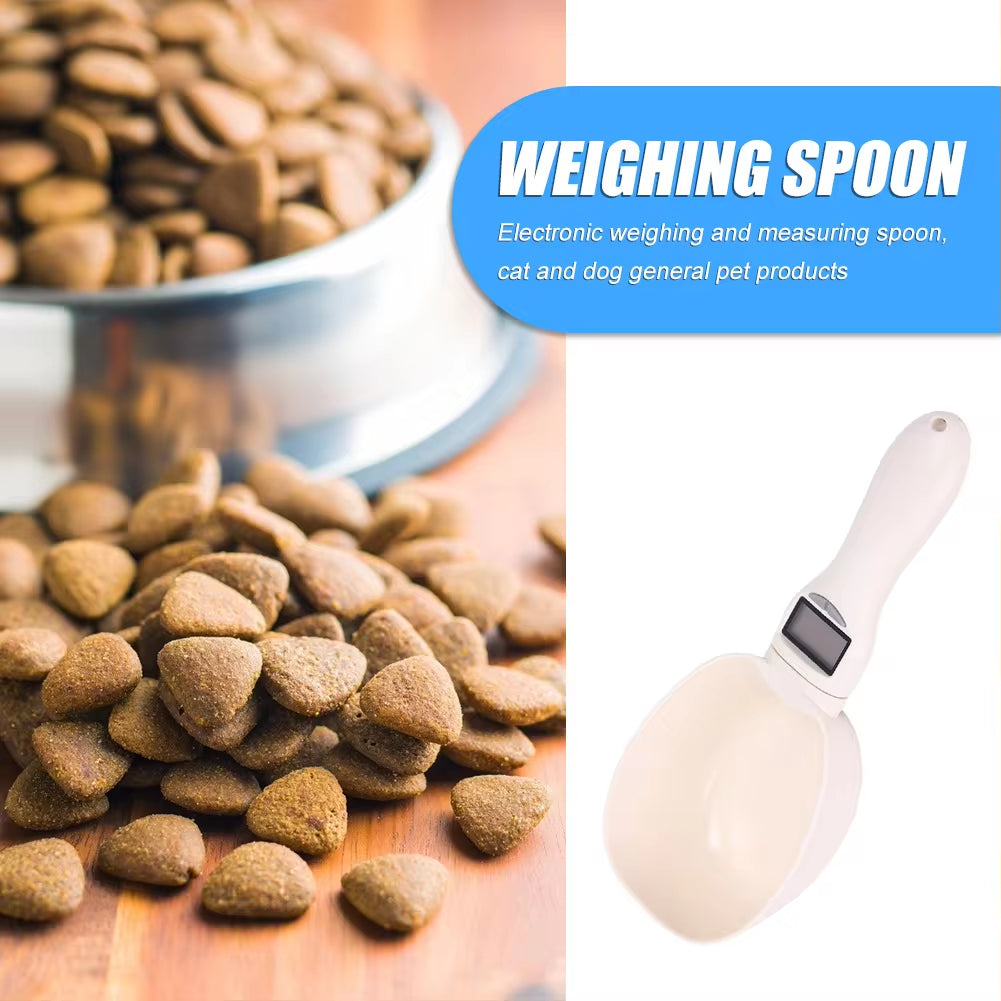 Digital Pet Food Scale with Measuring Spoon for Dogs and Cats - Electronic Measuring Tool with Weight and Volume Display