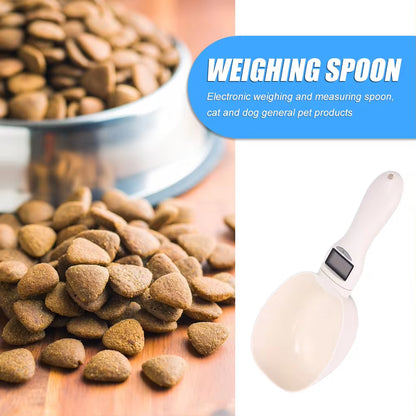 Digital Pet Food Scale with Measuring Spoon for Dogs and Cats - Electronic Measuring Tool with Weight and Volume Display