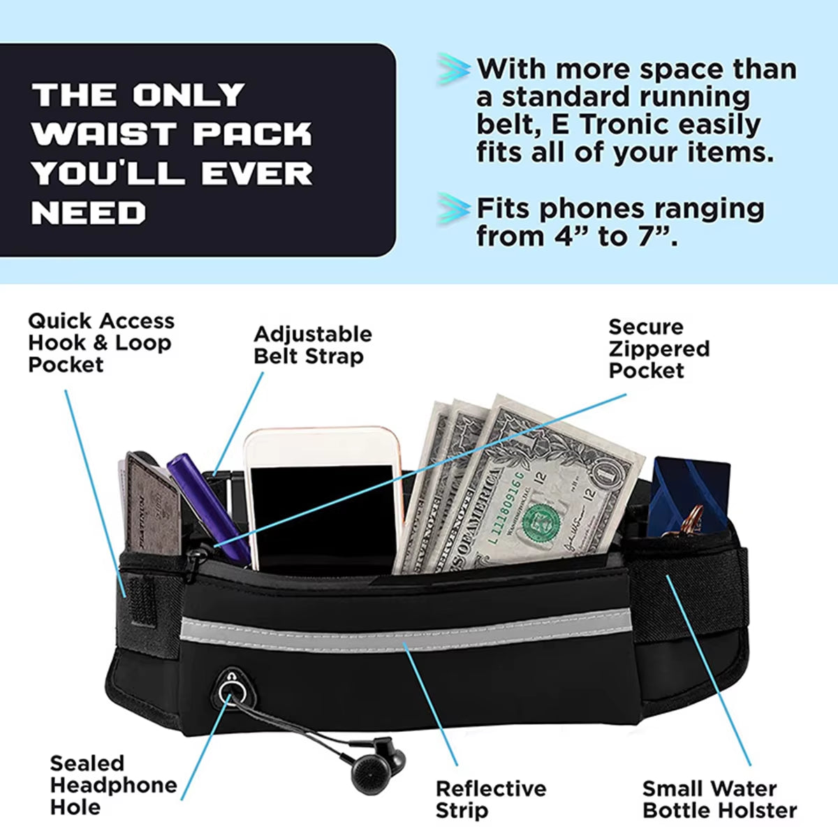 Hands-Free Reflective Dog Leash with Waist Bag and Elastic Belt for Running and Walking