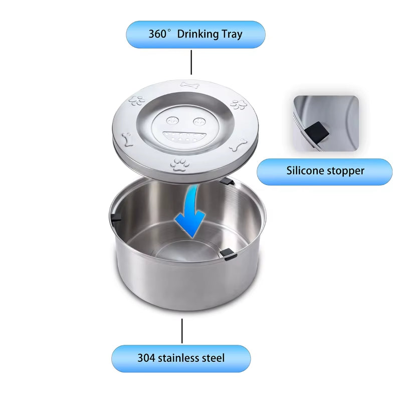 Large Capacity Stainless Steel Dog Water Dispenser with Anti-Splash Design and Non-Slip Base