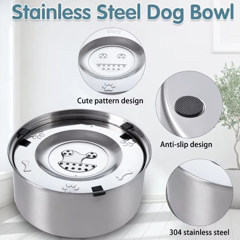 Large Capacity Stainless Steel Dog Water Dispenser with Anti-Splash Design and Non-Slip Base
