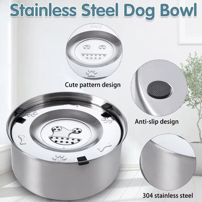 Large Capacity Stainless Steel Dog Water Dispenser with Anti-Splash Design and Non-Slip Base